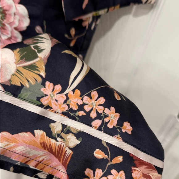 Papinelle Navy Floral Pajama Top with Pink and Yellow Accents - Picture 6 of 10